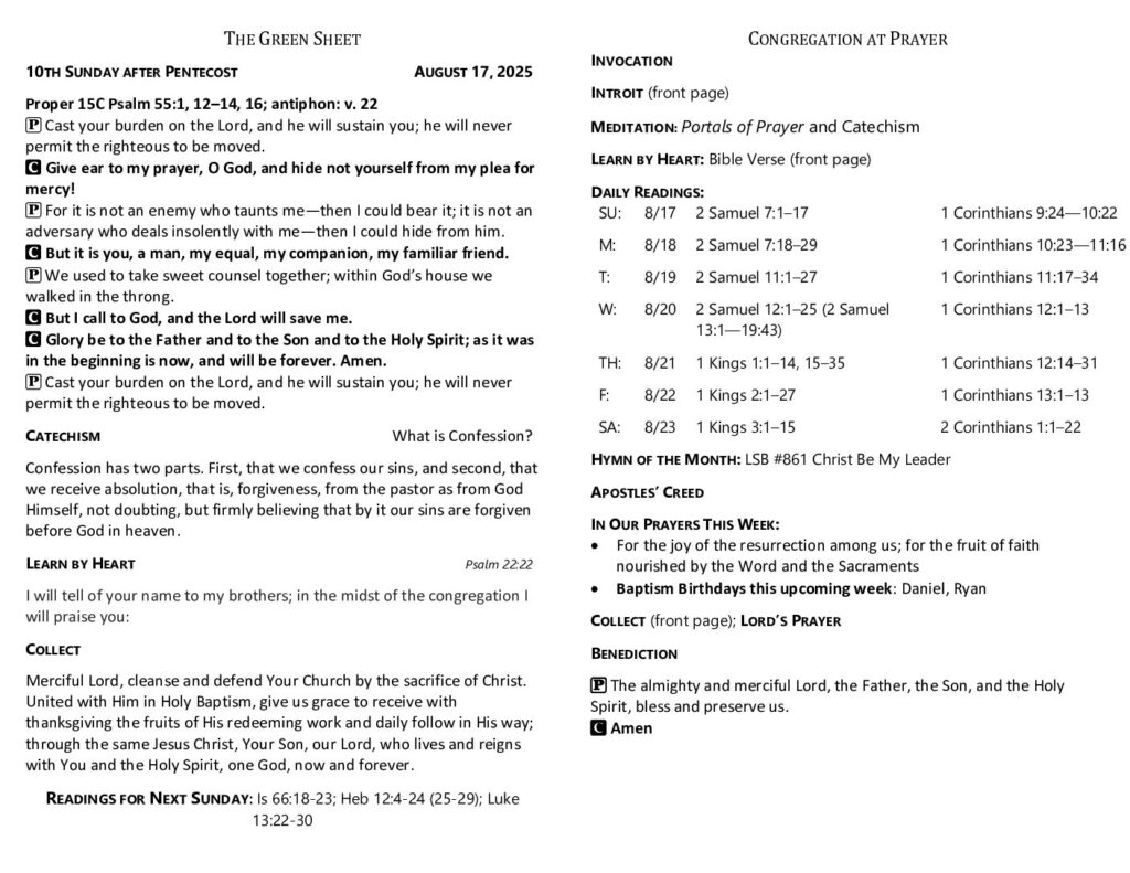thumbnail of 2025-08-17-10th Sunday after Pentecost_GreenSheet