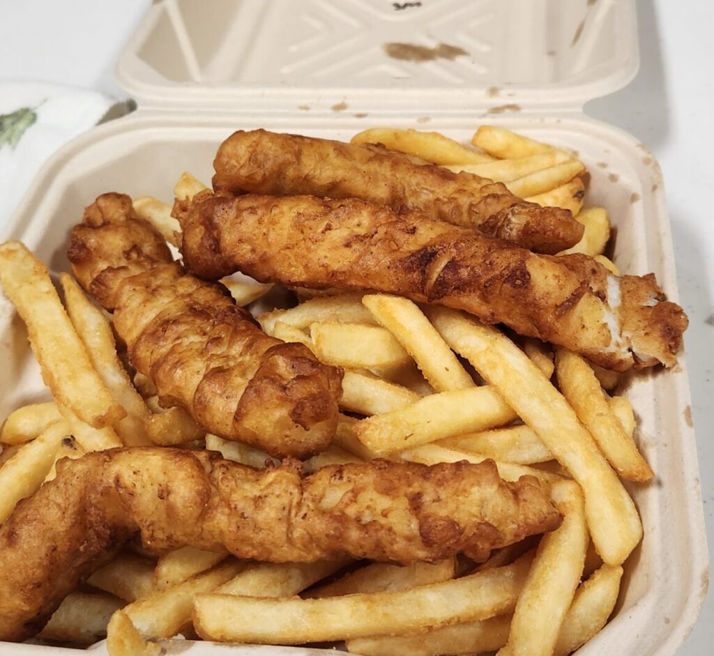 A picture of fish and chips