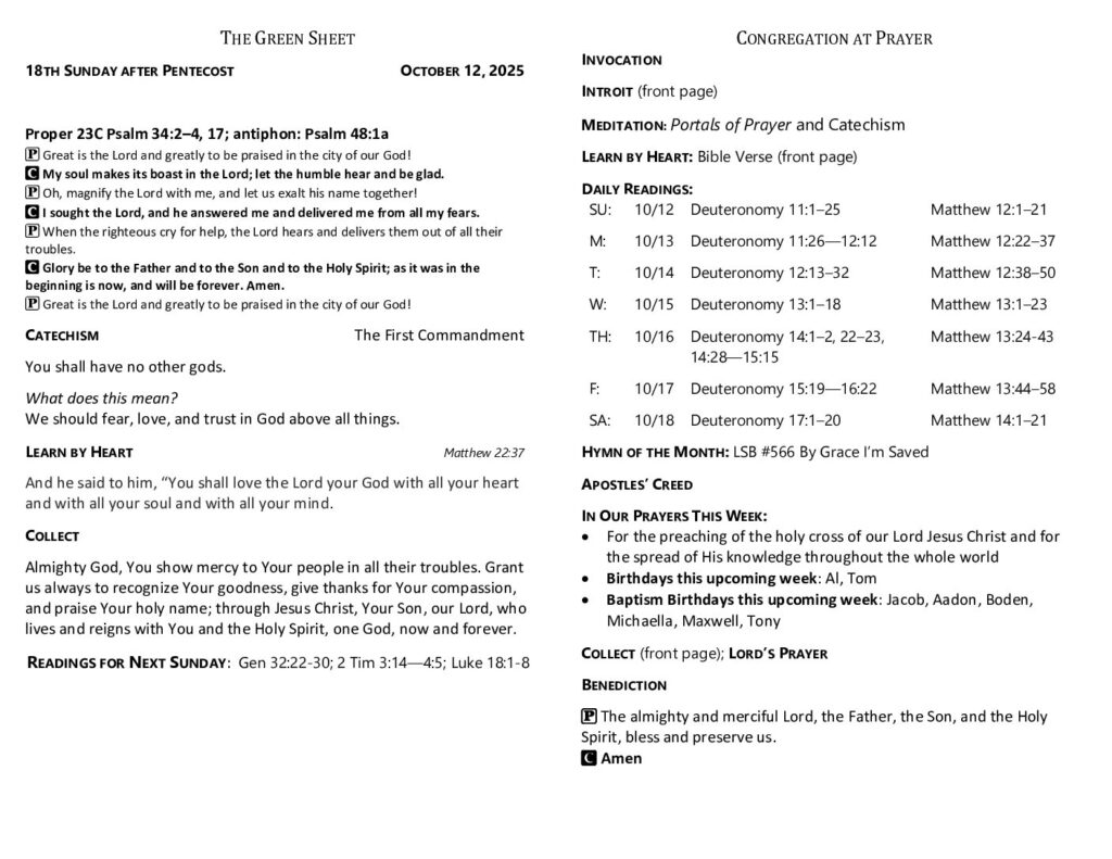 thumbnail of 2025-10-12-18th Sunday after Pentecost_GreenSheet