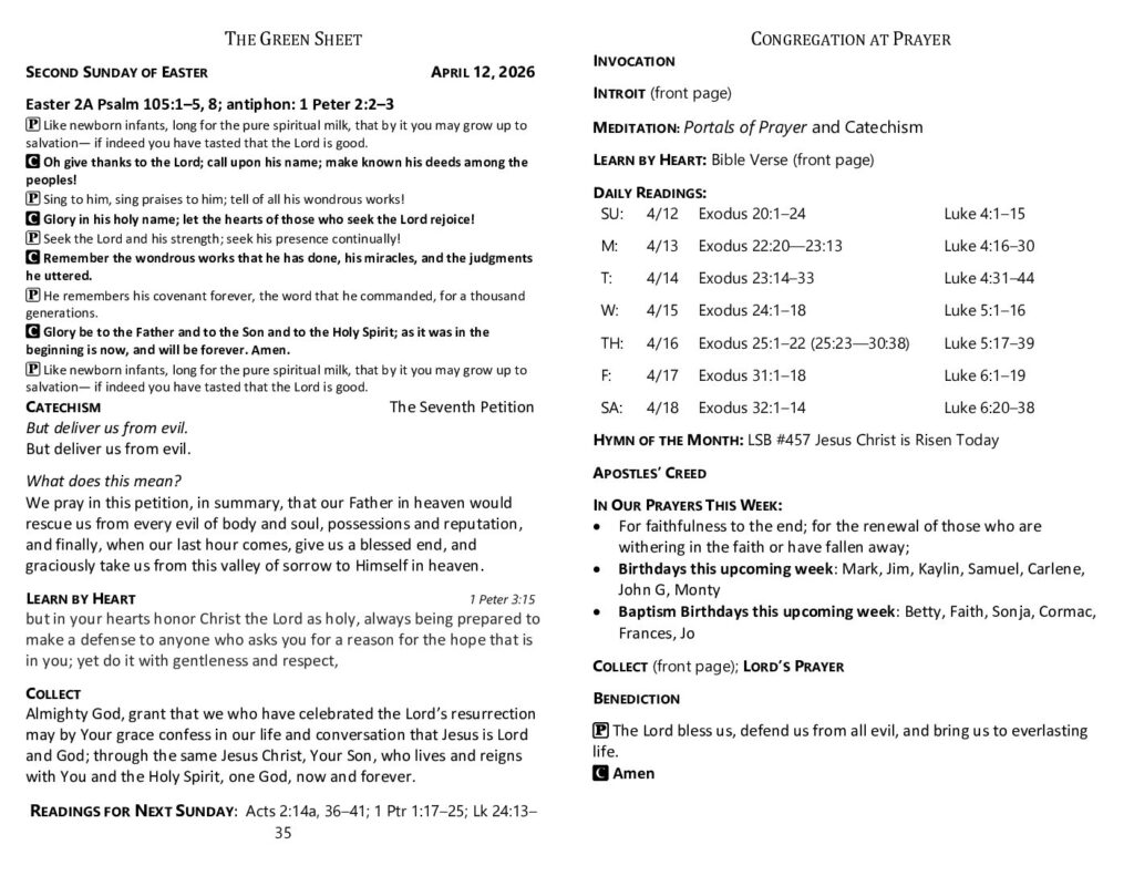 thumbnail of 2026-4-12-Second Sunday of Easter_GreenSheet